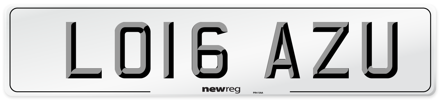 LO16 AZU Number Plate from New Reg